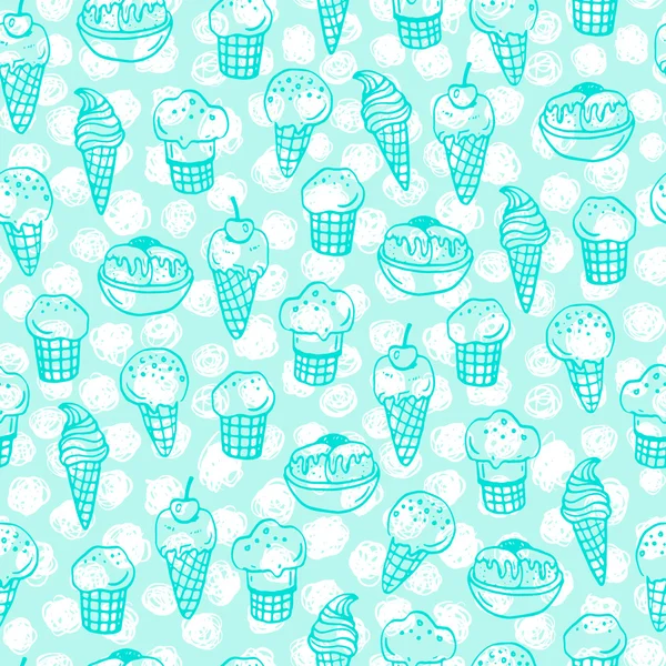 アイスクリームとのシームレスなパターン. — ストックベクタ