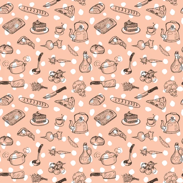 Cucina doodle set texture — Vettoriale Stock