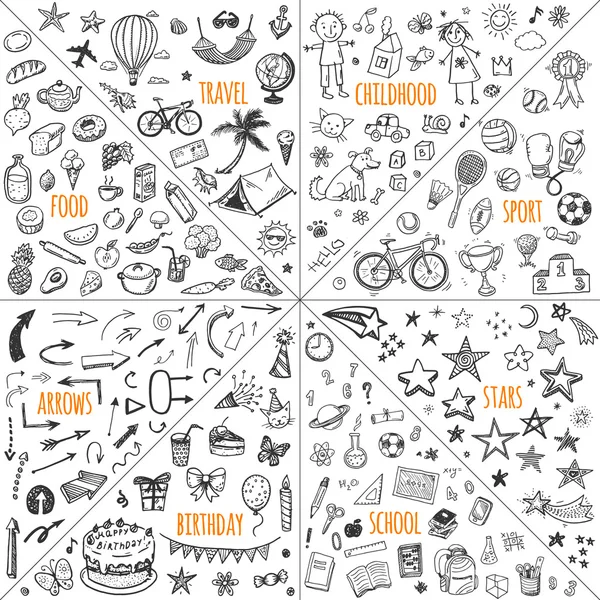 Doodle reizen, jeugd, sport — Stockvector