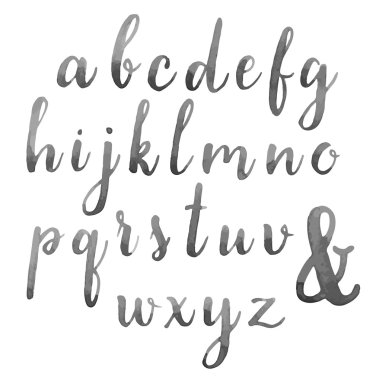 elle çizilmiş alfabetik yazı tipi