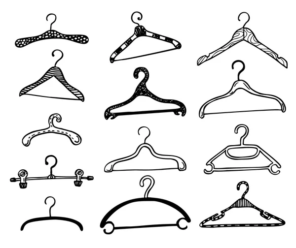 Σύνολο doodle κρεμάστρες ρούχων. — Διανυσματικό Αρχείο