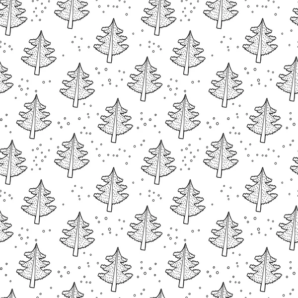 Vzorek s doodle vánoční strom — Stockový vektor