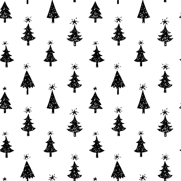 Noel ağaçları el çekilmiş — Stok Vektör