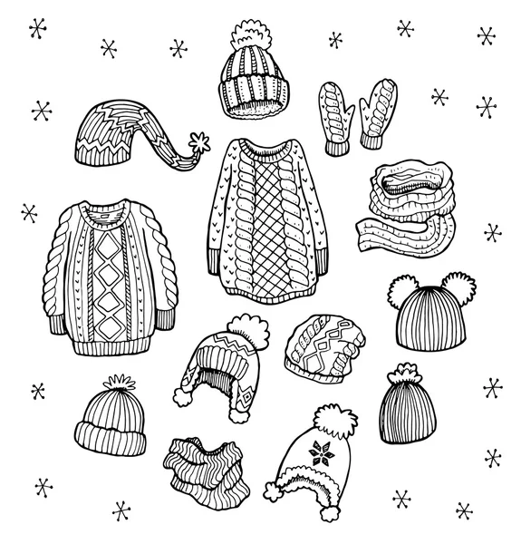 Winterkleding set — Stockvector