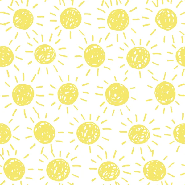 Pattern with hand drawn suns — Stock Vector