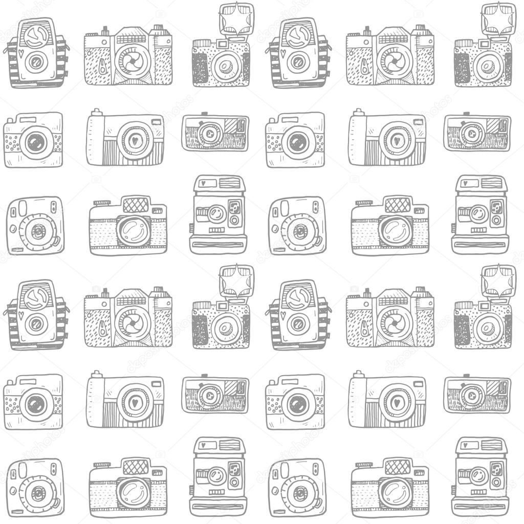 hand drawn retro cameras