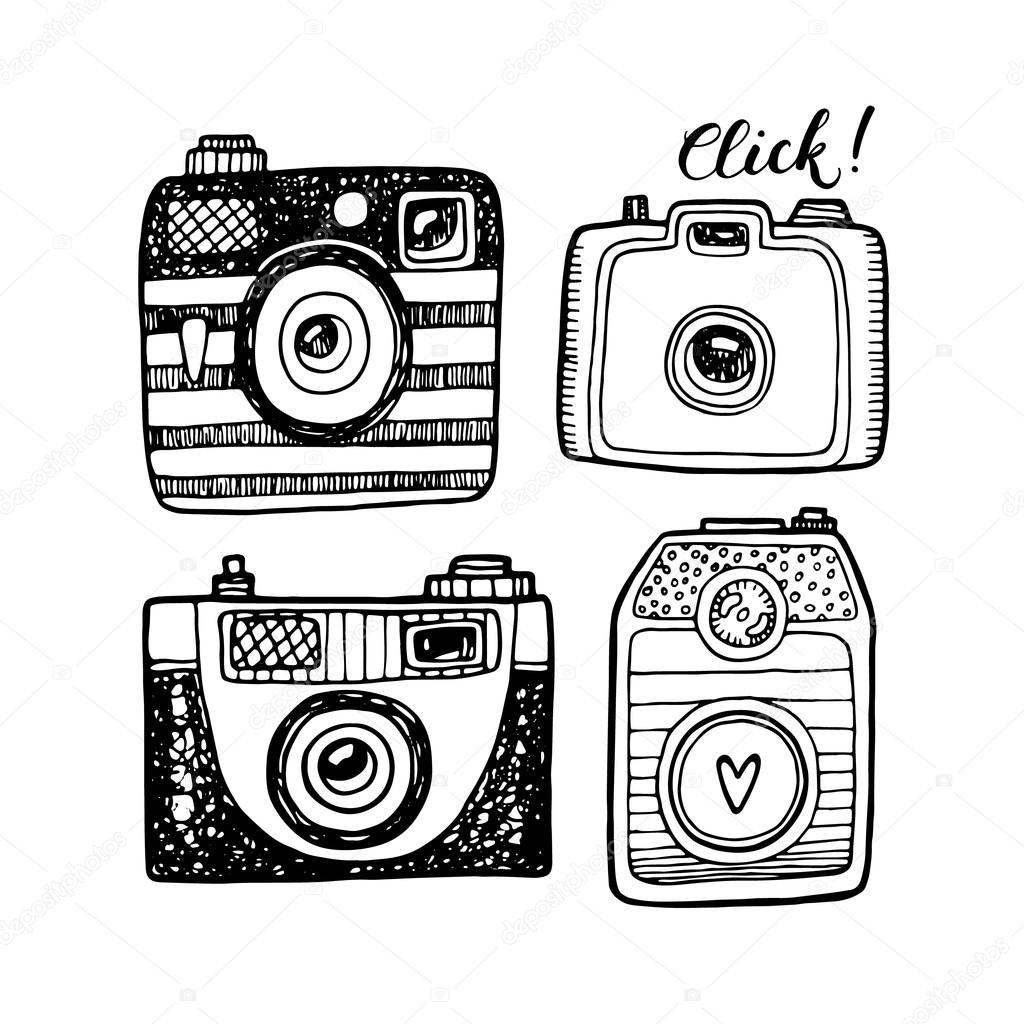 retro photo cameras set.