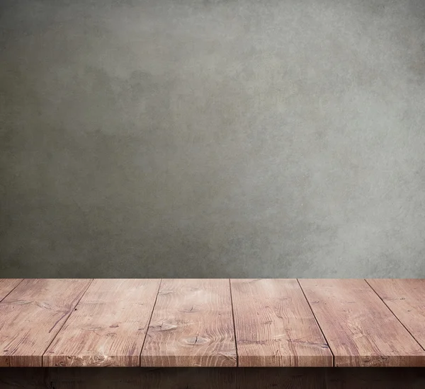 Houten tafel met concrete textuur achtergrond — Stockfoto