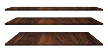 ahşap raflar üzerinde beyaz izole