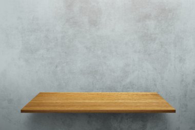 Boş ahşap raf üzerinde duvar doku