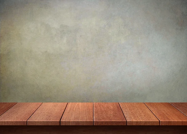 Wood table with texture wall background — Stock Photo, Image