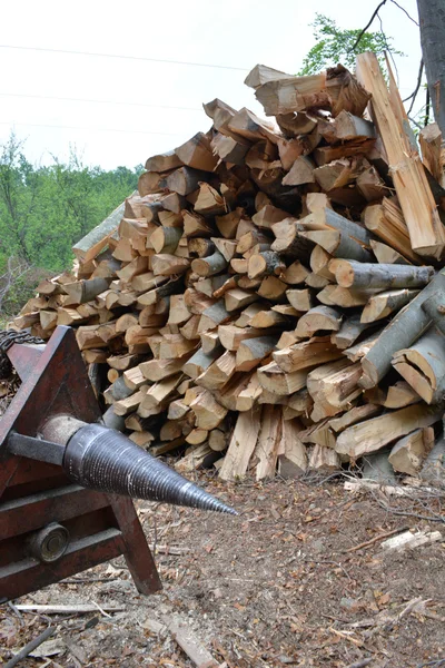 Logs near cutting machine — Stock Photo, Image