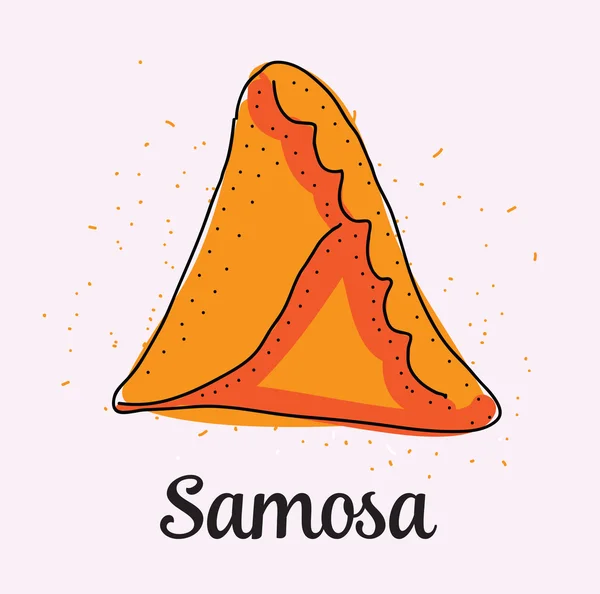 Samosa-Symbol. Ostküche. Handgezeichnete Illustration. — Stockvektor