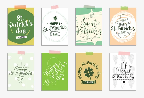 Conjunto de cartas para o dia de St. Patricks. Elementos de design tipográfico — Vetor de Stock