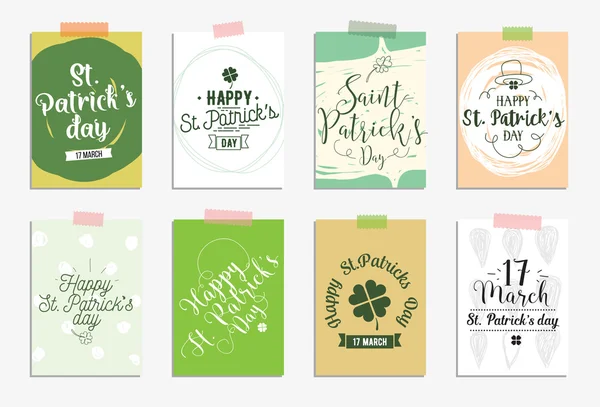 Kartenset für den St. Patricks Day. Typografische Gestaltungselemente — Stockvektor