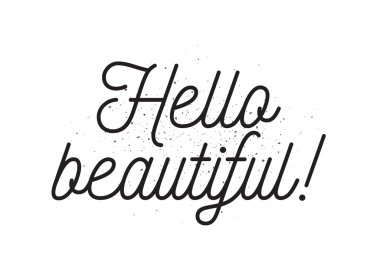 Güzel romantik yazı Merhaba. Hat sanatı ile tebrik kartı. Elle çizilmiş tasarım. Siyah ve beyaz.