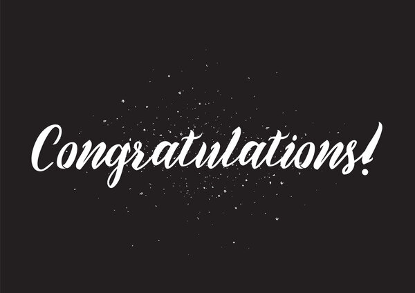 Надпись поздравляю. Открытка с каллиграфией. Ручной рисунок. Черное и белое
.