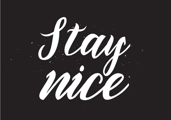 Stay nice inscription. Greeting card with calligraphy. Hand drawn design. Black and white. — Stock Vector