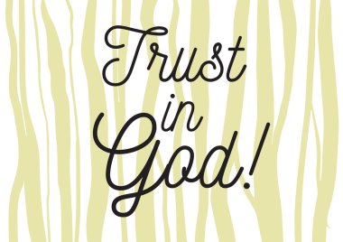 Tanrı yazıt güven. Hat sanatı ile tebrik kartı. Elle çizilmiş tasarım. Siyah ve beyaz.