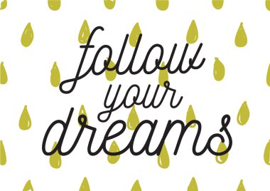 Rüyalar yazıt izleyin. Hat sanatı ile tebrik kartı. Elle çizilmiş tasarım. Siyah ve beyaz.