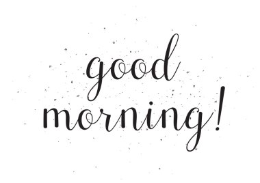 Günaydın yazıt. Hat sanatı ile tebrik kartı. Elle çizilmiş tasarım. Siyah ve beyaz.