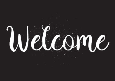 Hoş geldiniz yazıt. Hat sanatı ile tebrik kartı. Elle çizilmiş tasarım. Siyah ve beyaz.