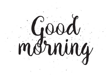 Günaydın yazıt. Hat sanatı ile tebrik kartı. Elle çizilmiş tasarım. Siyah ve beyaz.