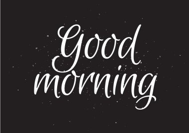 Günaydın yazıt. Hat sanatı ile tebrik kartı. Elle çizilmiş tasarım. Siyah ve beyaz.