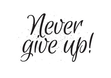 Asla pes yazıt. Hat sanatı ile tebrik kartı. Elle çizilmiş tasarım. Siyah ve beyaz.