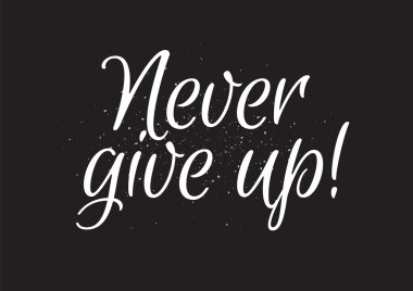 Asla pes yazıt. Hat sanatı ile tebrik kartı. Elle çizilmiş tasarım. Siyah ve beyaz.