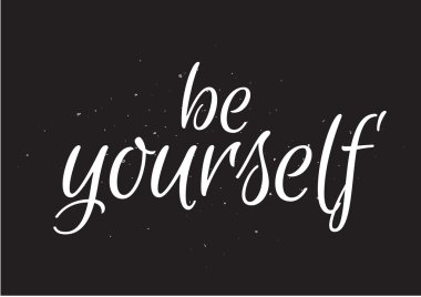 Kendiniz yazıt olun. Hat sanatı ile tebrik kartı. Elle çizilmiş tasarım. Siyah ve beyaz.