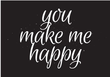 Beni mutlu yazıt yapmak. Hat sanatı ile tebrik kartı. Elle çizilmiş tasarım. Siyah ve beyaz.