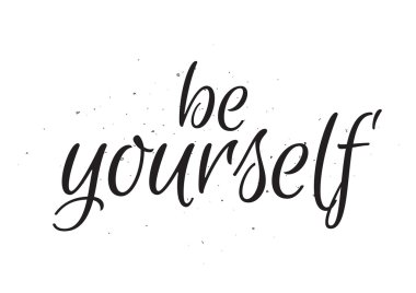 Kendiniz yazıt olun. Hat sanatı ile tebrik kartı. Elle çizilmiş tasarım. Siyah ve beyaz.