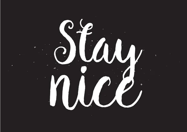 Stay nice inscription. Greeting card with calligraphy. Hand drawn design. Black and white. — Stock Vector