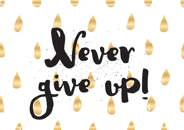 Never give up inscription. Greeting card with calligraphy. Hand drawn design. Black and white. — Stock Vector