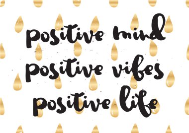 Zihin olumlu vibes hayat yazıt. Hat sanatı ile tebrik kartı. Elle çizilmiş tasarım. Siyah ve beyaz.