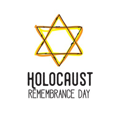 Holokost Anma Günü. Vektör kartı. Yahudi kültürü.