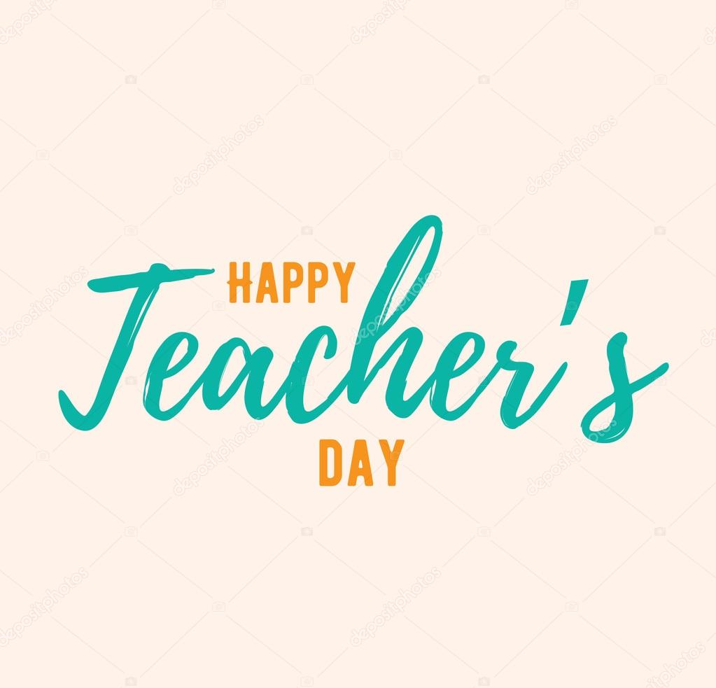 Happy teachers day vector typography. Lettering design for greeting card, logo, stamp or banner.