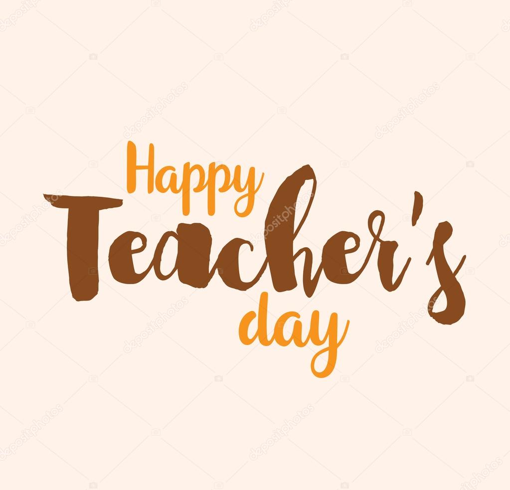 Happy teachers day vector typography. Lettering design for greeting card, logo, stamp or banner.