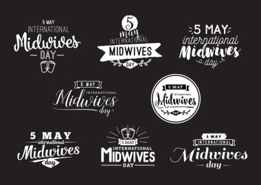 International midwives day greeting. 5 may. Vector typography. clipart