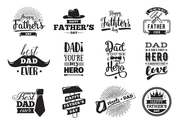 Happy fathers day set. Vector typography. — Stock Vector