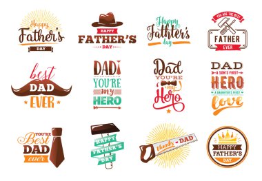 Mutlu Babalar günü küme. Vektör tipografi.