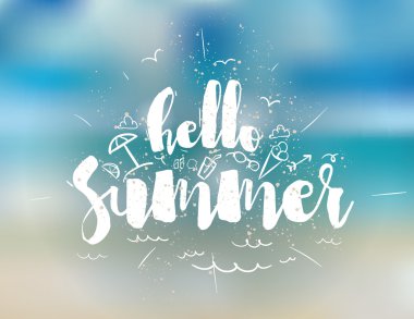 Yaz metin Merhaba. Pozitif vektör çizim.