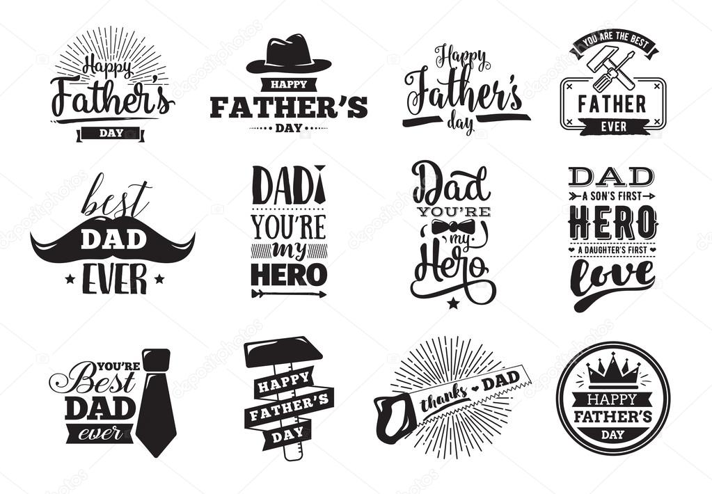 Happy fathers day set. Vector typography. Vintage lettering for greeting cards, banners, t-shirt design. You are the best dad.
