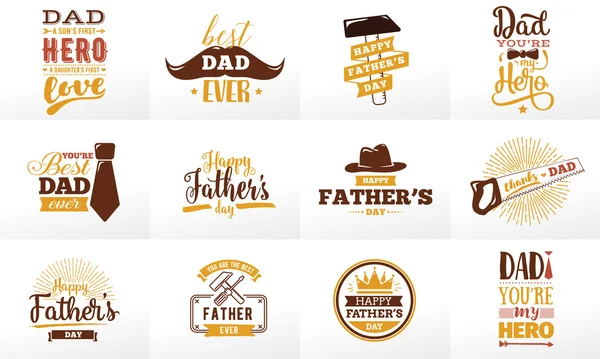 Happy fathers day set. Vector typography. — Stock Vector