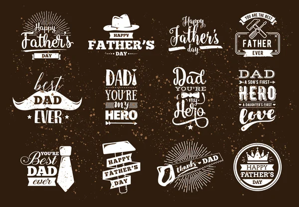 Happy fathers day set. Vector typography. — Stock Vector
