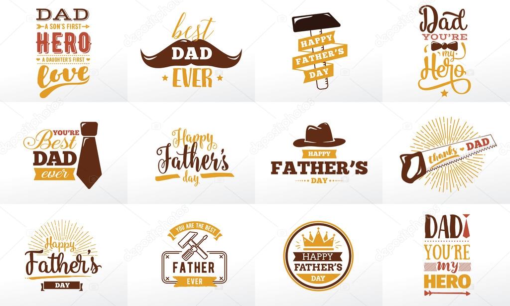 Happy fathers day set. Vector typography. Vintage lettering for greeting cards, banners, t-shirt design. You are the best dad.