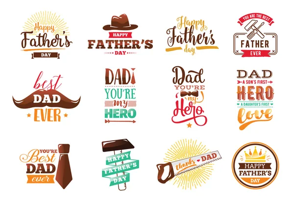 Happy fathers day set. Vector typography. — Stock Vector