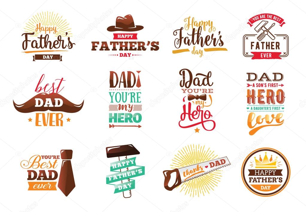 Happy fathers day set. Vector typography. Vintage lettering for greeting cards, banners, t-shirt design. You are the best dad.