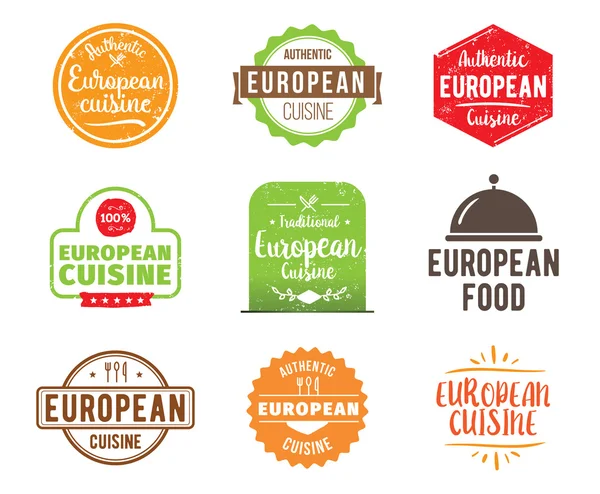 Étiquette vectorielle cuisine européenne — Image vectorielle